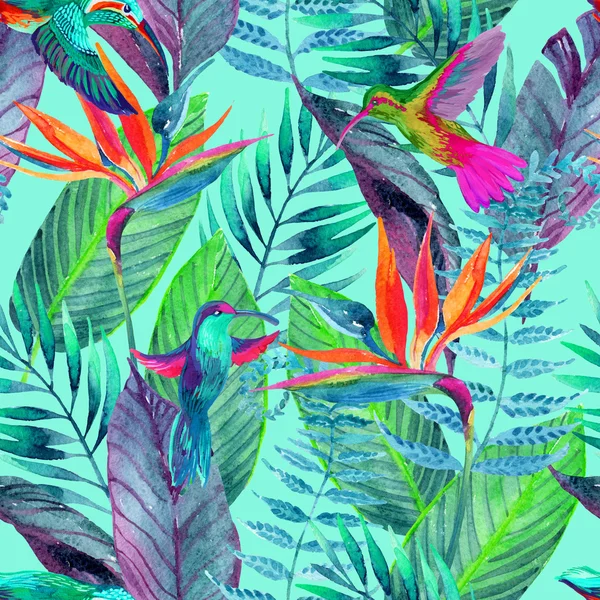 Tropisk djungel seamless mönster. Blommönster bakgrund. — Stockfoto