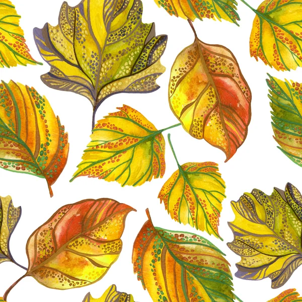 Suluboya sonbahar yaprak seamless modeli