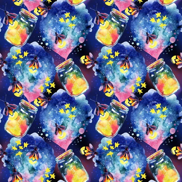 Sihirli şişe ve firefly soyut masal arka plan