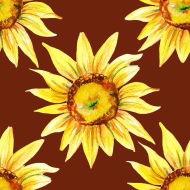 Ayçiçeği ile sulu boya Dikişsiz desen