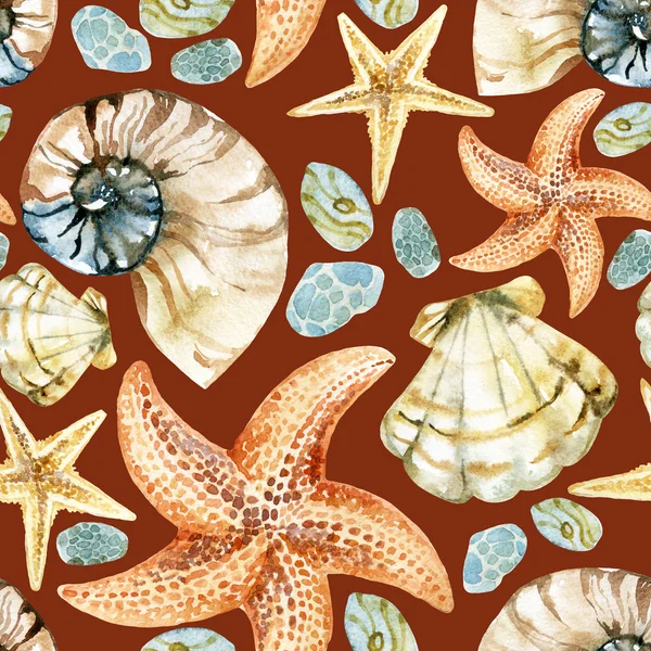 Acuarela patrón de concha marina —  Fotos de Stock