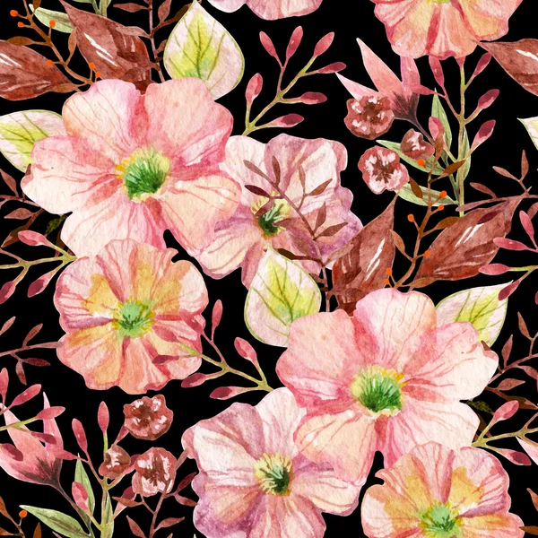 Modello senza cuciture con fiori. Illustrazione ad acquerello . — Foto Stock