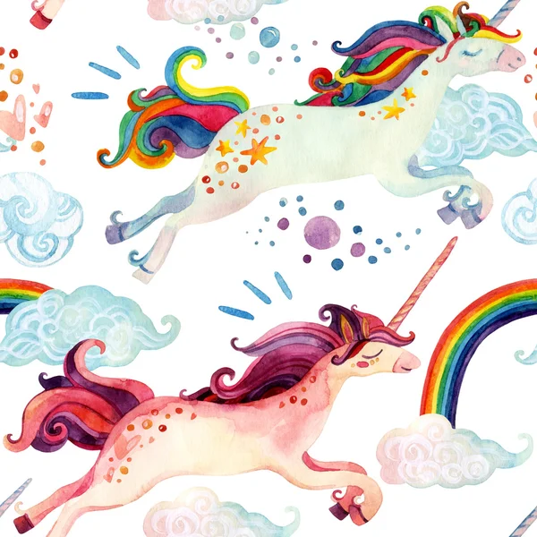 Watercolor unicorn seamless pattern — Stock Photo, Image