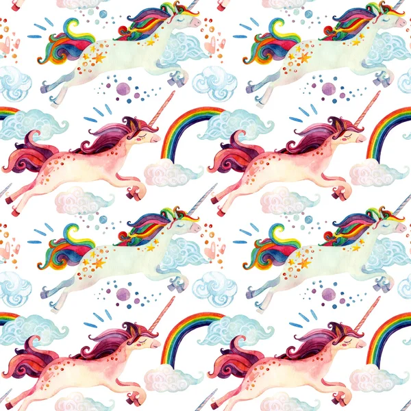 Aquarel Unicorn naadloze patroon — Stockfoto