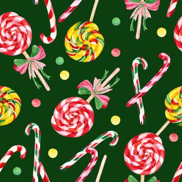 Lollipop caramelo bastón patrón sin costuras — Foto de Stock