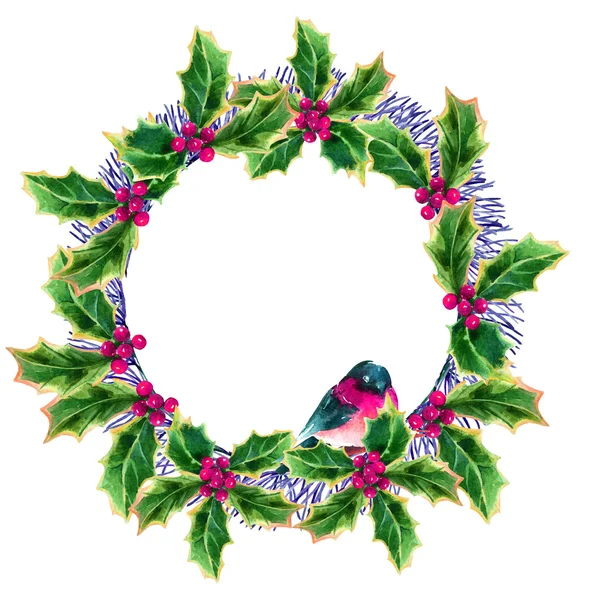 Watercolor Christmas wreath — Stock Photo, Image