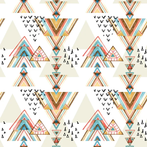 Abstract watercolor ethnic seamless pattern. — Stock Photo, Image