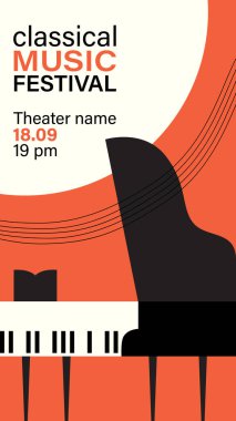 Music festival Illustration. Vector template for a concert poster, a flyer, an event invitation. Classical music background in elegant flat style for modern design