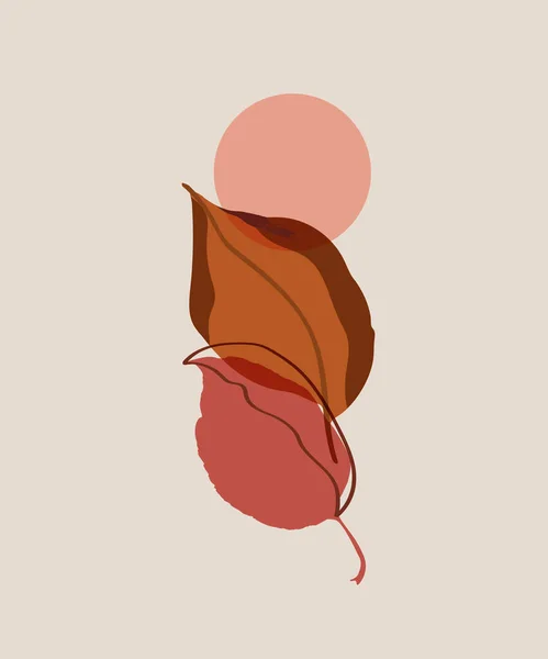 Autunno Lascia Composizione Semplice Caduta Lascia Sfondo Artistico Minimo Illustrazione — Vettoriale Stock