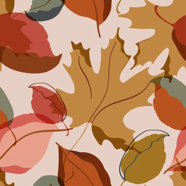Podzim Zanechává Bezproblémové Vzory Padající Stromy Zanechávají Minimální Umělecké Zázemí — Stockový vektor