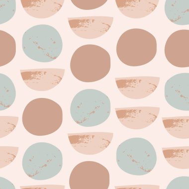 Soyut desenli daireler, kusursuz desen. Bej rengi turkuaz renkli vektör duvar baskısı, retro boho tarzı. Geometrik arka plan Ay evrelerinden esinlenilmiştir. En düşük tasarım