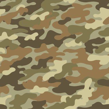 Soyut kamuflaj kusursuz desen. Kamuflaj arka planı, doğal kıvrımlı dalgalı şekiller, sıvı formlar. Yeşil renkli askeri baskı. Yüzey tasarımı, duvar kağıdı, tekstil için vektör illüstrasyonu.