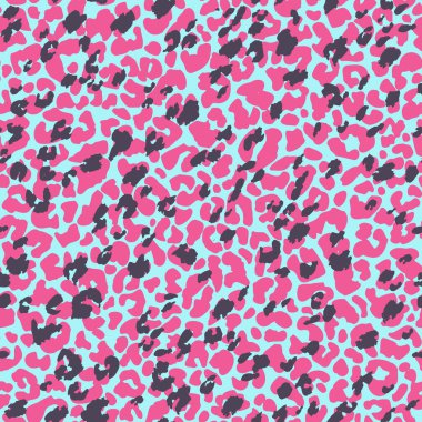 Hayvan derisi izi, kusursuz desen. Leopar, çizgi film tarzında kürk taklidi fark etti. Yaratıcı, yuvarlak rosetlerin arka planı. Dijital sanat. Yüzey ambalajı ve kumaş tasarımı için moda vektör illüstrasyonu