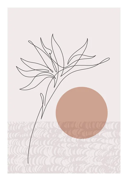 Bir Çizgi Cennet Kuşu Çiçeği Çizgisi Arkaplanı Grunge Doodle Desenli — Stok fotoğraf