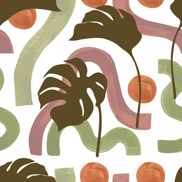 Abstraktní Plakát Listovou Rostlinou Elegantní Tropický List Akvarelem Minimální Vlnité — Stock fotografie