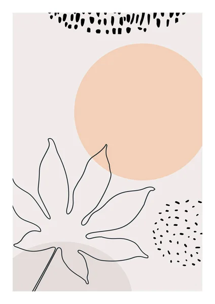 Streszczenie Dzieła Sztuki Stylu Skandynawskim Nowoczesna Ilustracja Tropikalnym Liściem Palmy — Zdjęcie stockowe