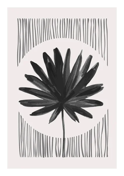 Affiche Abstraite Géométrique Feuille Palmier Aquarelle Illustration Minimaliste Moderne Avec — Photo