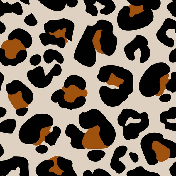 Djurtryck Hud Sömlöst Mönster Leopard Fläckig Päls Imitation Tecknad Stil — Stock vektor