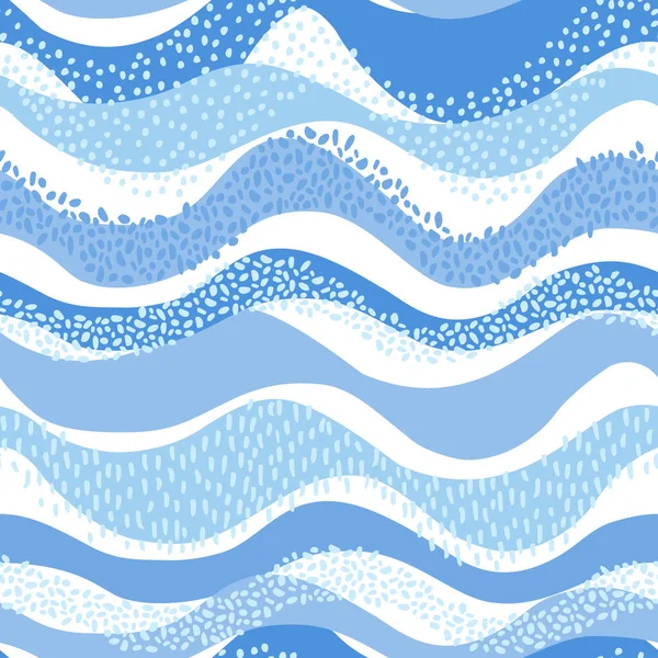 Dalgalı Deniz Okyanusu Modern Tarzda Pürüzsüz Desen Yatay Kıvrımlı Dalgalar — Stok Vektör