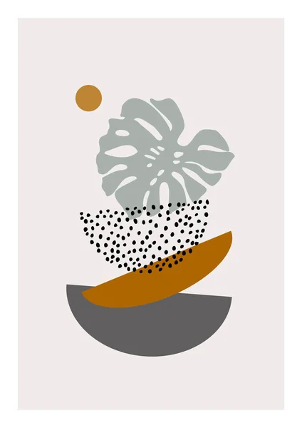 Modern Asgari Düzeyde Elle Çizilmiş Sanat Tropikal Palmiye Yaprağıyla Modern — Stok Vektör