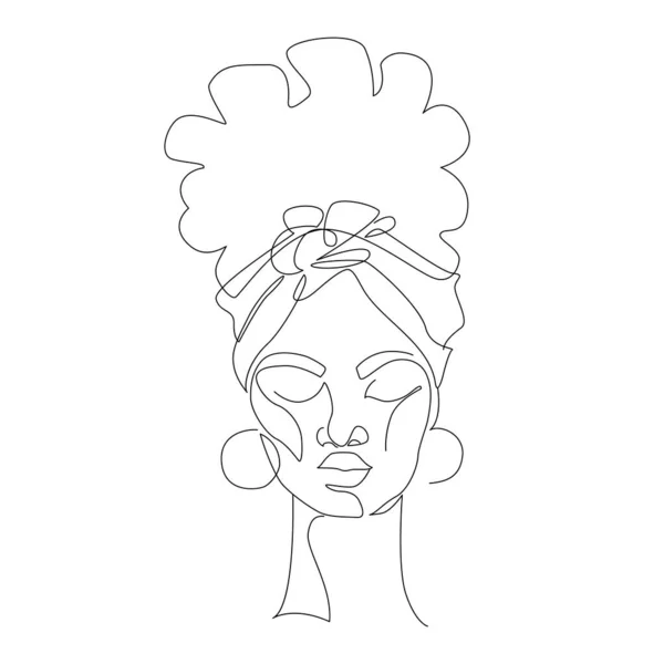 Preto Mulher Afro Retrato Isolado Fundo Branco Perfil Feminino Arte —  Vetores de Stock