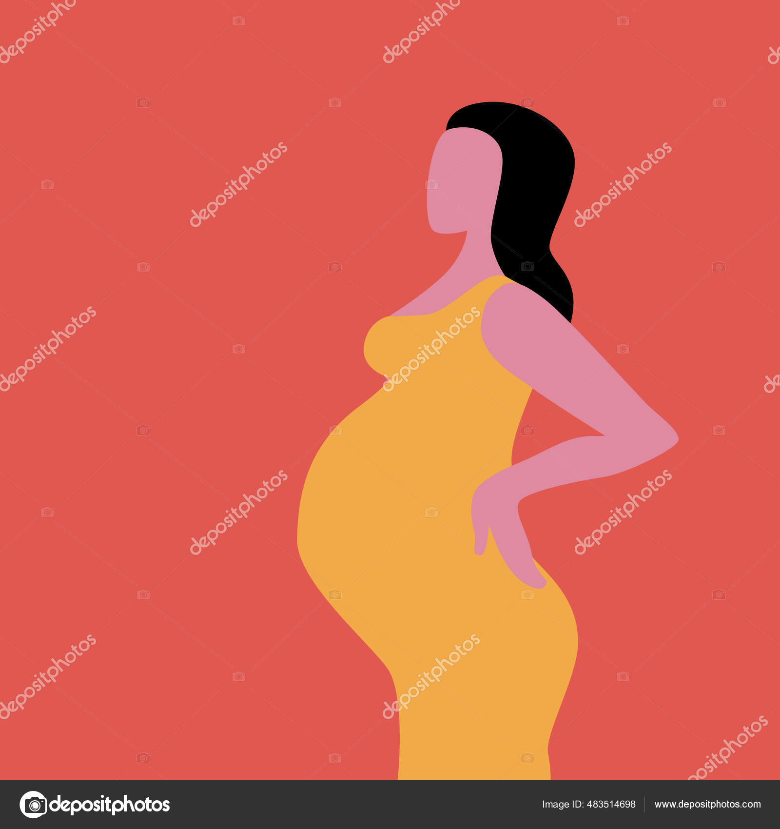 Mujer Embarazada Hermosa Abstracta Estilo Arte Plano Moderno