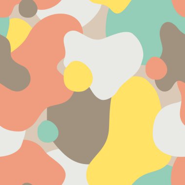 Soyut akışkan geometrik elementler kusursuz desen. En az moda olan Wabi Sabi için el yapımı kıvrımlı şekiller, sevimli çizgi film tasarımı. Doğal geçmişe dönük modern vektör arkaplanı