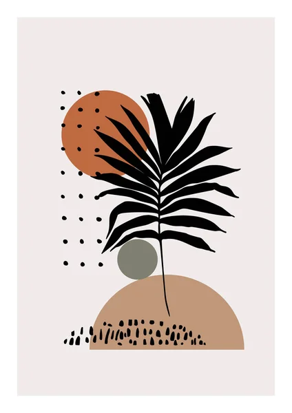 현대의 최소화 스타일로 손으로 그리기 삽화와 야자나무 프린트를 디오르 디자인 — 스톡 벡터