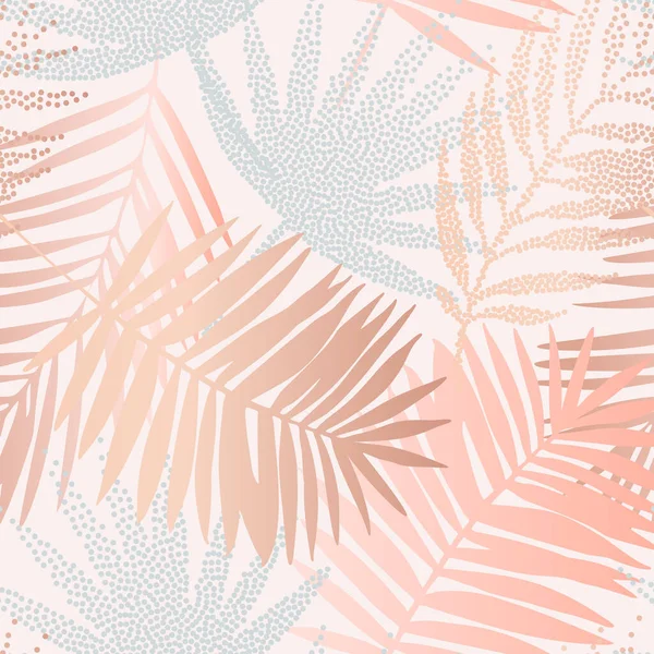 Motif Tropical Sans Couture Avec Des Silhouettes Feuilles Palmier Pointillées — Image vectorielle