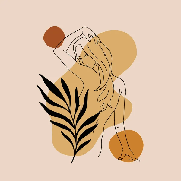 Belle Femme Dessin Dans Style Minimaliste Simple Art Linéaire Visage — Image vectorielle