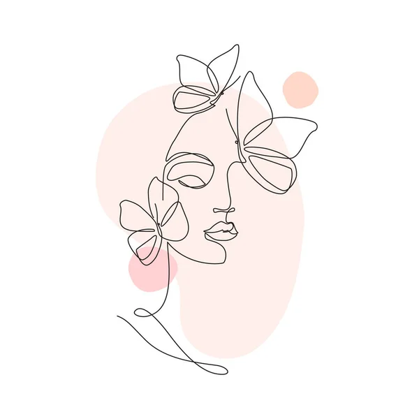 Belle Conception Logo Vectoriel Femme Dans Style Minimaliste Simple Art — Image vectorielle