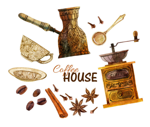 Watercolor coffee set