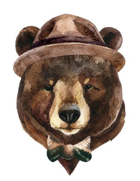 Medve feje akvarell — Stock Fotó