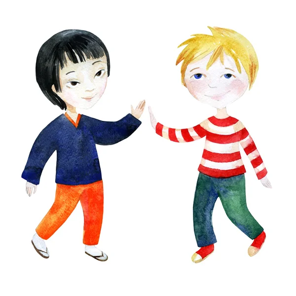 Two boys holding hands. — Stock Photo, Image