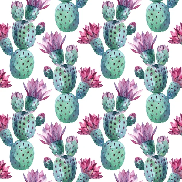 Watercolor seamless cactus pattern — Stock Photo, Image