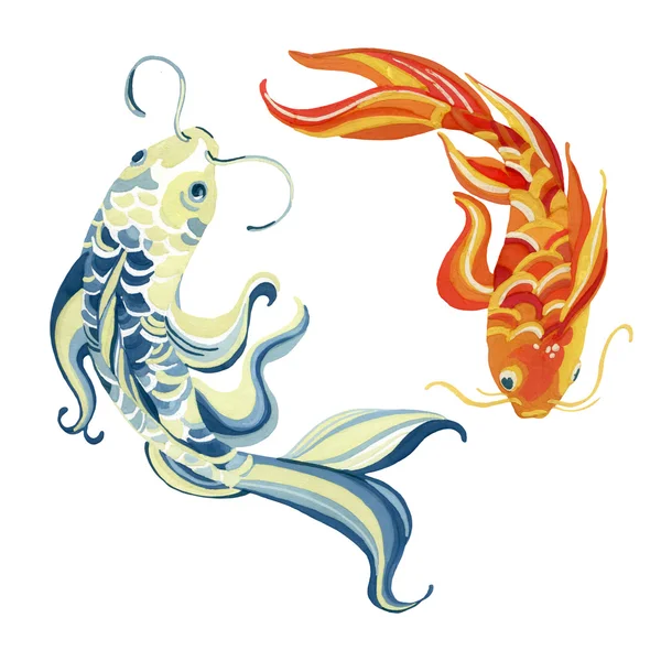 Watercolor asian koi — Stock Photo, Image