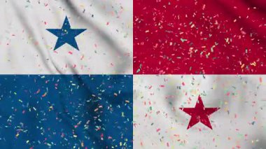 Panama bayrağı, kağıt konfetiyle kusursuz bir animasyon. Panama 'nın en iyi bayrak dalgası stoku. Bağımsızlık Günü, konfeti ve bayrak geçmişi olan bir kutlama Rüzgarda sürekli dalgalanan