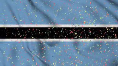 Kağıt konfetiyle Botswana bayrağı kusursuz animasyon. Botsvana 'nın en iyi bayrak dalgası. Bağımsızlık günü, konfetili bir kutlama ve bayrak geçmişi Rüzgarda sürekli dalgalanan