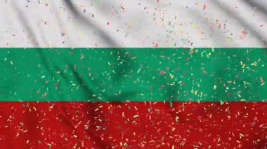 Bulgaristan kağıt konfetiyle kusursuz bir animasyon bayrağı çekiyor. Bulgaristan 'ın en iyi bayrak dalgası. Bağımsızlık günü, konfetili bir kutlama ve bayrak geçmişi Rüzgarda sürekli dalgalanan