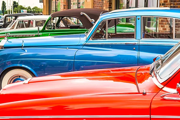 Blue, red green roof vintage cars — Stock Photo, Image