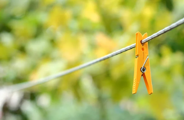 Pince à linge jaune sur corde — Photo