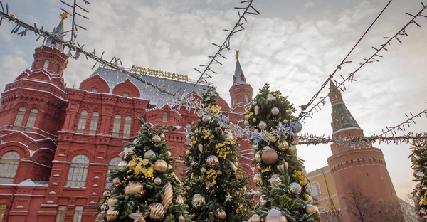 Россия Москва 2018 Исторический Музей Красной Площади Москве Рождественские Елки Лицензионные Стоковые Изображения