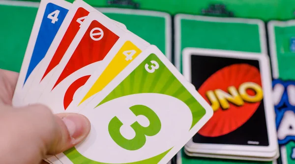 December 2020 View Uno Card Game Uno Card Game Holding — Stock Photo, Image