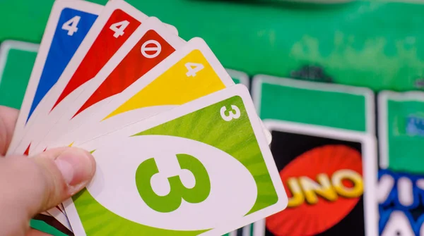 December 2020 View Uno Card Game Uno Card Game Holding — Stock Photo, Image