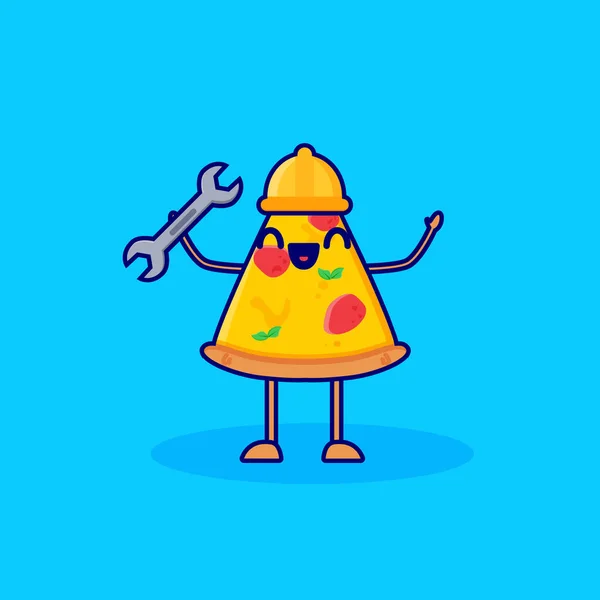 Pizza Reparador Personaje Dibujos Animados Vector — Archivo Imágenes Vectoriales