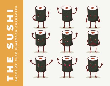 Suşi sevimli karakter poz paketi