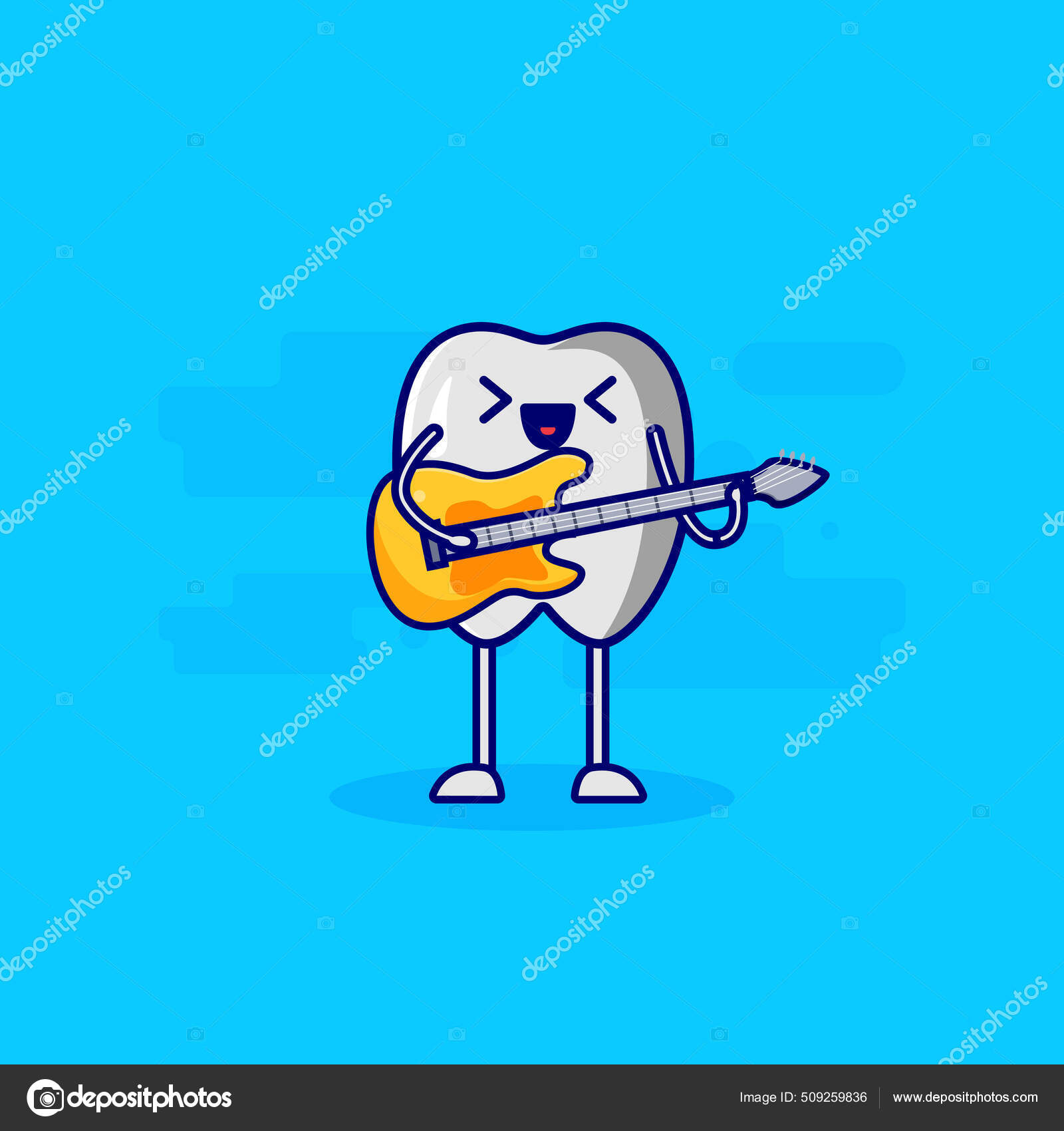Cute Character Teeth Playing Guitar Stock Vector by ©Murzani 509259836