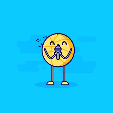 Şarkı söyleyen sevimli basketbol karakteri maskotu