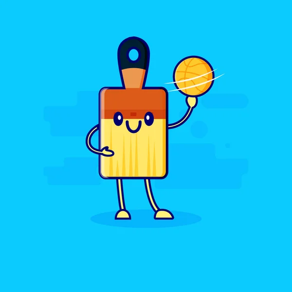 Cepillo Personaje Mascota Jugando Baloncesto — Archivo Imágenes Vectoriales