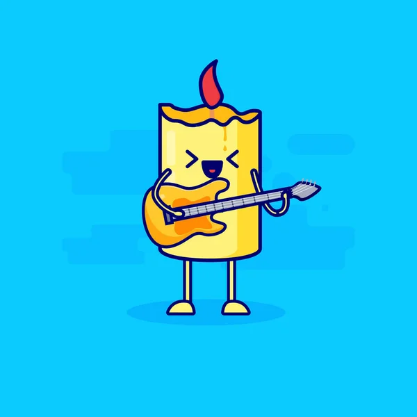 Personaje Cera Mascota Tocando Guitarra — Archivo Imágenes Vectoriales